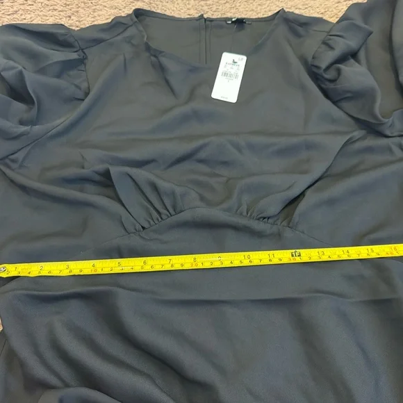 Express Black Fit Flare Puff Sleeve Dress A Line Mini Size S M L NEW $78 - Picture 14 of 16